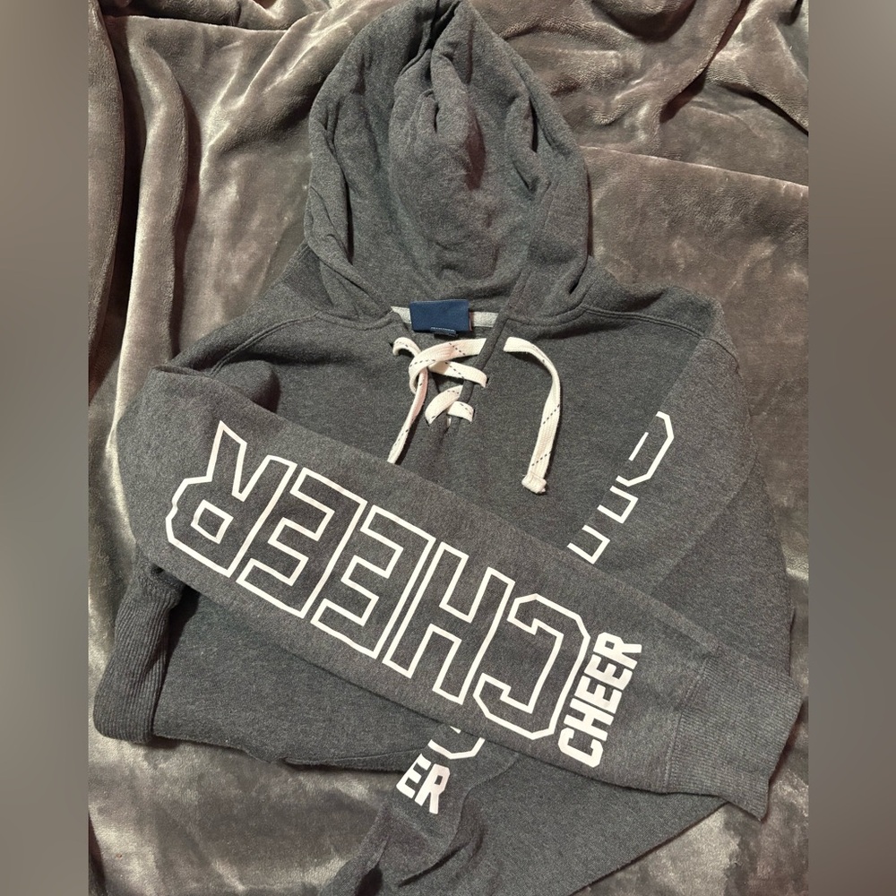 Charcoal Cheer Hoodie with Lace-Up Detail